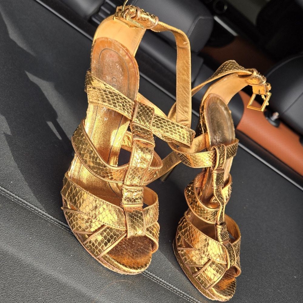 Phyton skin Gucci heels.